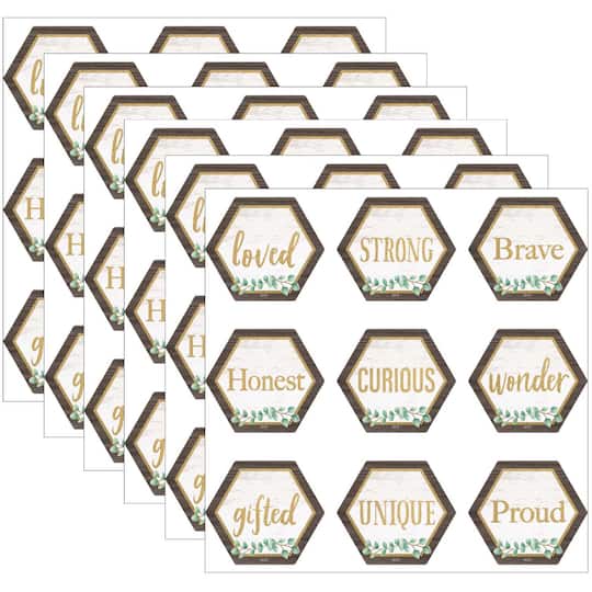 Teacher Created Resources Mini Eucalyptus Positive Words Accents, 6 Packs of 36
